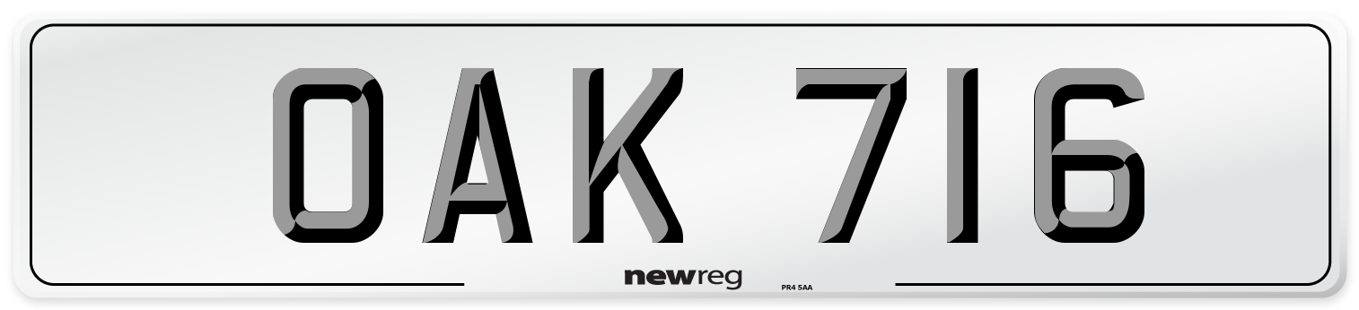 OAK 716 Number Plate from New Reg
